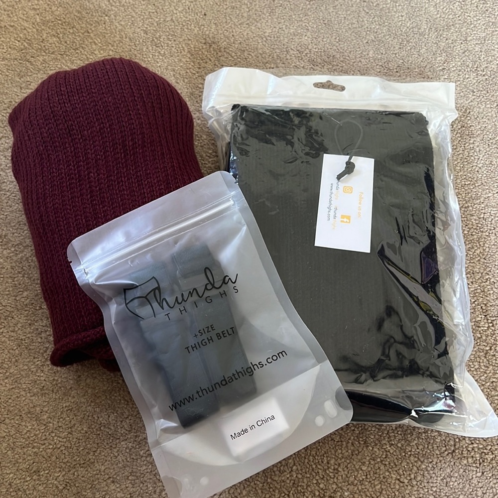 2 Pair Plus Size Thigh High Socks w/ Thigh Belt